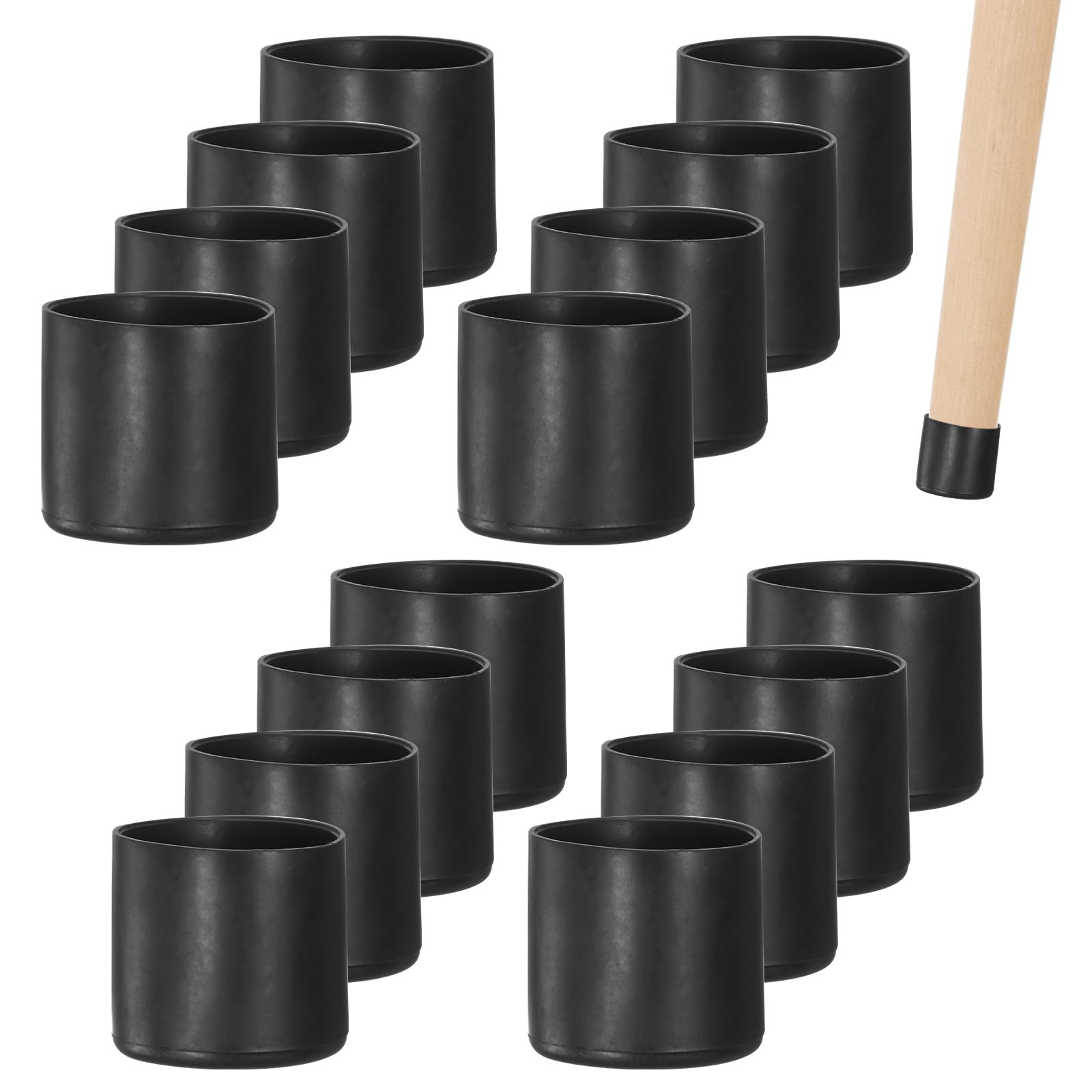 M METERXITY 16-Pack Chair Leg Caps, 1-1/4 Inch(32mm) PVC Chair Leg Floor Protectors for Folding Chairs/Metal Chairs/Furniture Table/Hardwood Floors, Round Non-Slip Cover End Tips [Black]