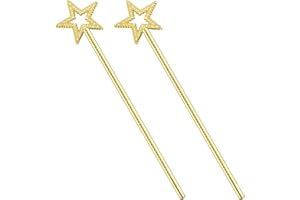 ZCYSRLQIN 2 Pcs 13 Inch Star Wand Baton Angel Wands Angel Fairy Wand Plating Wand Sticks for Princess Birthday Party Wedding Halloween Christmas Costume Cosplay Dress up Accessories（Gold）