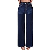 roswear Women's Wide Leg Jeans High Waisted Stretchy Denim Trouser Pants