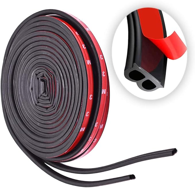 Car Weather Stripping Universal Self Adhesive Auto Door Rubber Draft Seal Strip Car Window Door Engine Cover Noise Insulation(51/100 Inch Wide X 1/5 Inch Thick X2 Rolls16.5 Ft Long Total 33 Feet Long