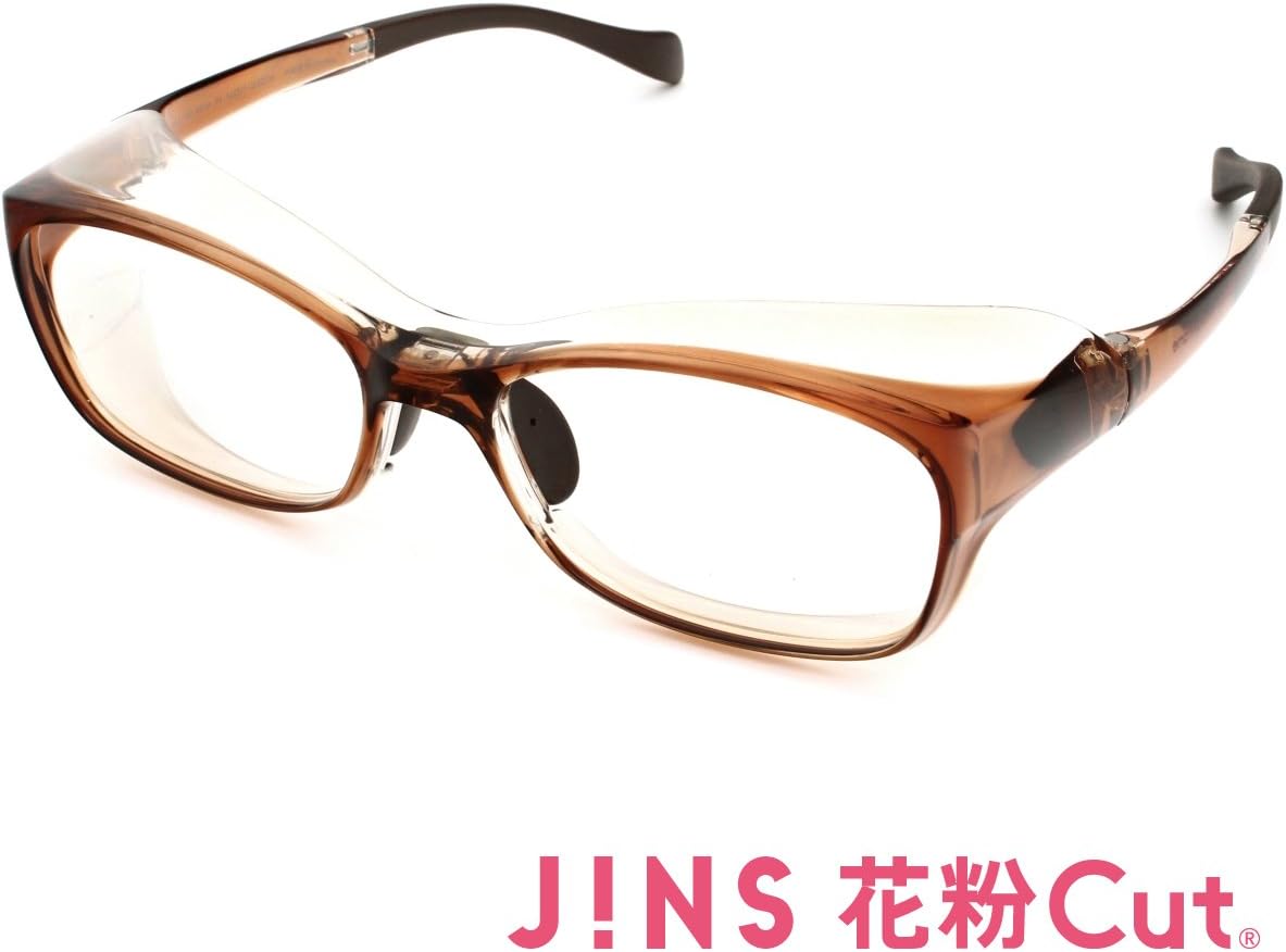 Amazon Jins 花粉cut R 花粉最大98 カット 異物からスタイリッシュに眼を守るメガネ ウエリントン 度なし Brown Jins花粉cut 花粉 防塵メガネ