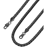 Bandmax Solid Stainless Steel 2MM/4MM/6MM/8MM Flat Box Link Chains for Men Women Silver/Gold/Black Rolo Cable Chain Necklaces Length 14"-30", Gift Packed