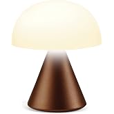 Lexon Mina Small Mushroom Lamp - LED Portable Bedside Light for Bedrooms, Kids &amp; Nursery - Rechargeable with 12h Autonomy &amp; Memory Dimmer, Aluminum - Bronze