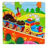 LandFox Toy,Wooden Kids 16 Piece Jigsaw Toys Education And Learning Puzzles Toys
