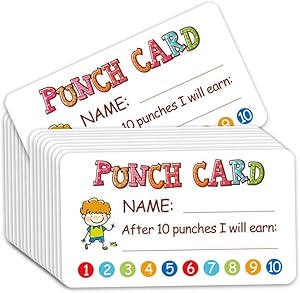 Punch Card, 100pcs Reward Incentive Card for Teacher, Behavior Chart for Kids, Homeschool Classroom Supplies for Motivation