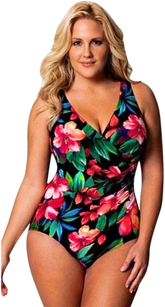 VENMO Women Plus Size One Piece Monokini Swimwear Swimsuit Ladies Floral Sexy Backless Tummy Control Bathing Suit Swimming Costume