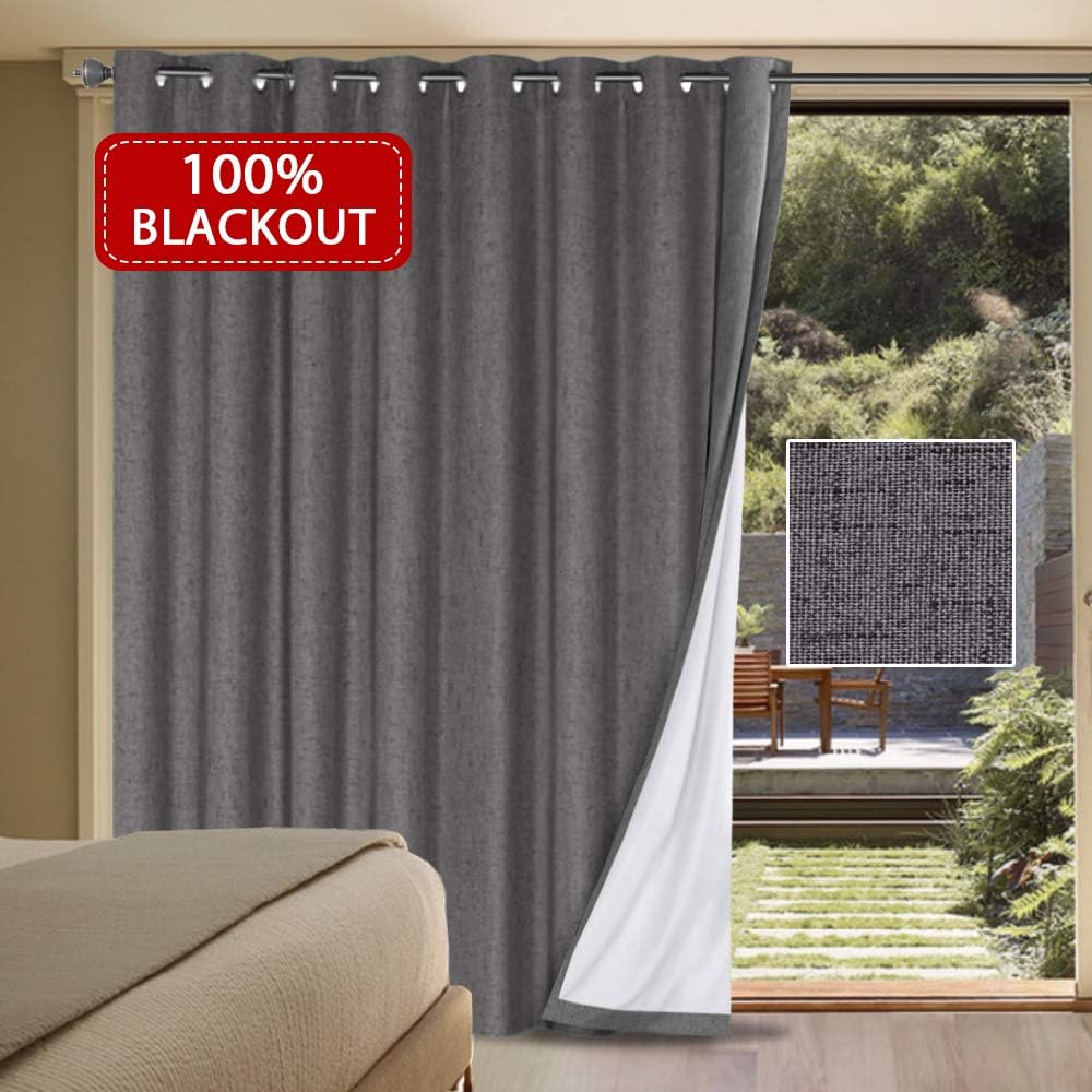 Amazon Com H Versailtex 100 Blackout Patio Door Linen Curtains