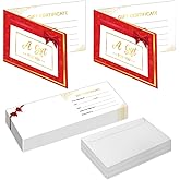 SHIEL-EVEN 50 SETS Gift Certificates for Business,Blank Gift Cards Certificates with Envelopes,Gift Certificates for Salon Restaurants Spa Marriage Birthday Client Vouchers 11.8 x 3.9 Inch - Red Bow