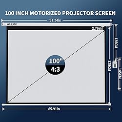 WASJOYE Motorised Projector Screen 100" - 4:3