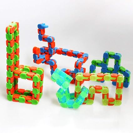 Amazon Com Hosl 3 Pack 48 Links Adhd Fidget Toys Wacky Tracks Snap And Click Fidget Toys For Adults Kids Finger Sensory Toys Snake Puzzles For Stress Relief Party Multicolor Safe Toys Toys