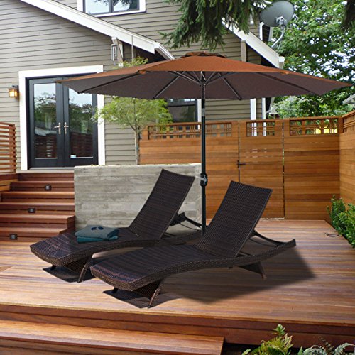 FARLAND Patio Umbrella 9 Ft Outdoor Table Aluminum offset market umbrellas with Push Button Tilt and Crank - Thumbnail 6
