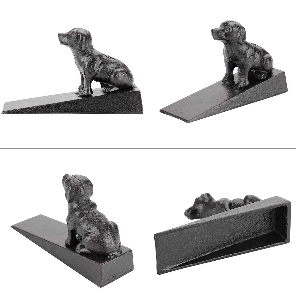 IGNPION 2Pcs Heavy Duty Cast Iron Door Stop Decorative Dog Figurines Wedge Rustic Animal Statue Doorstopper - Image 4