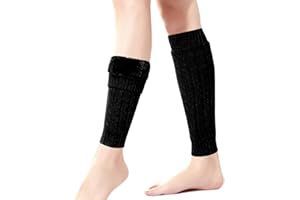 Heliltd Women’s Winter Fleece Lined Leg Warmers 1 Pair Thick Knit Boot Socks for Skiing Snowboarding Outdoor Home Daily Wear