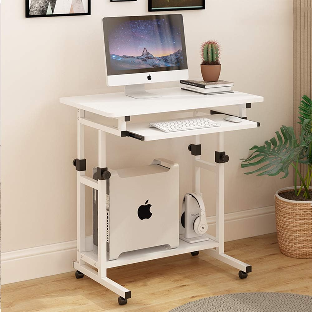ALIPC Movable Lifting Computer Desk with Keyboard Tray,Rolling Cart Bedside Table Adjustable Height Home Computer Table Monitor Stand-a 80x47cm(31x19inch)
