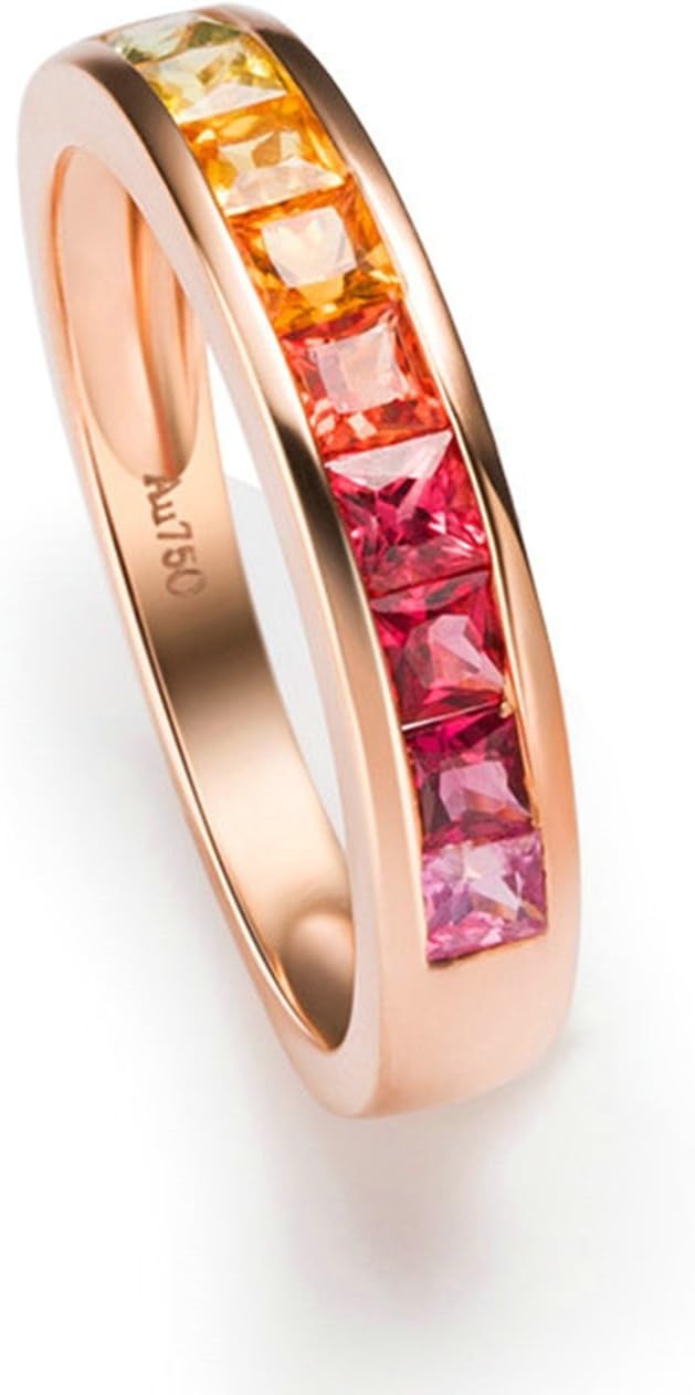 Daesar Womens Rings 18K Rose Gold Rings Engagement Real Sapphire 1ct Promise Ring Princess Cut