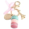 Mootea Keychain Keyring, Colorful Cute Crystal Alloy Eiffel Tower Macaroon Keychain Keyring Bag ,Pendant Car Charm Decoration(Rose red)(Green)