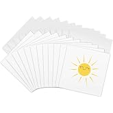 3dRose Smiling happy sun - cute kawaii yellow sunny smiley face - summery sunshine on white - Greeting Cards, 6 x 6 inches, set of 12 (gc_113063_2)