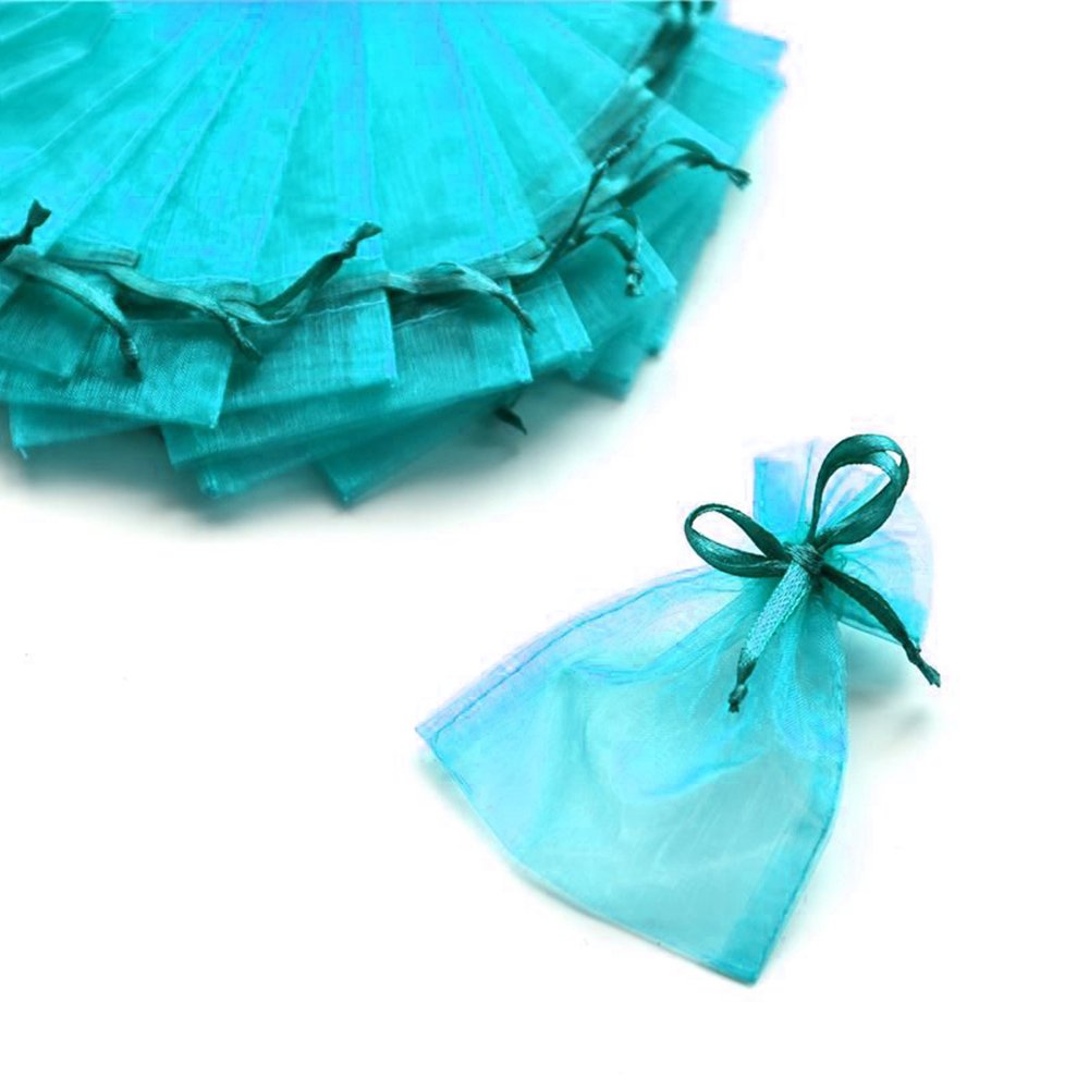 Set of 100 Organza Bag Party Favours, 7 x 9 cm Each Blu Bondi