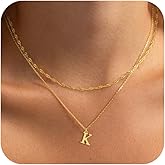 GRCLD 14K Gold Plated Initial Necklaces for Women Dainty Layered Letter Pendant Necklace Cute Choker Necklace Gift Trendy Stuff Personalized Jewelry Stack for Women Her