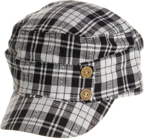 LL Women's Spring Summer Plaid Cadet Caps - Black/Grey