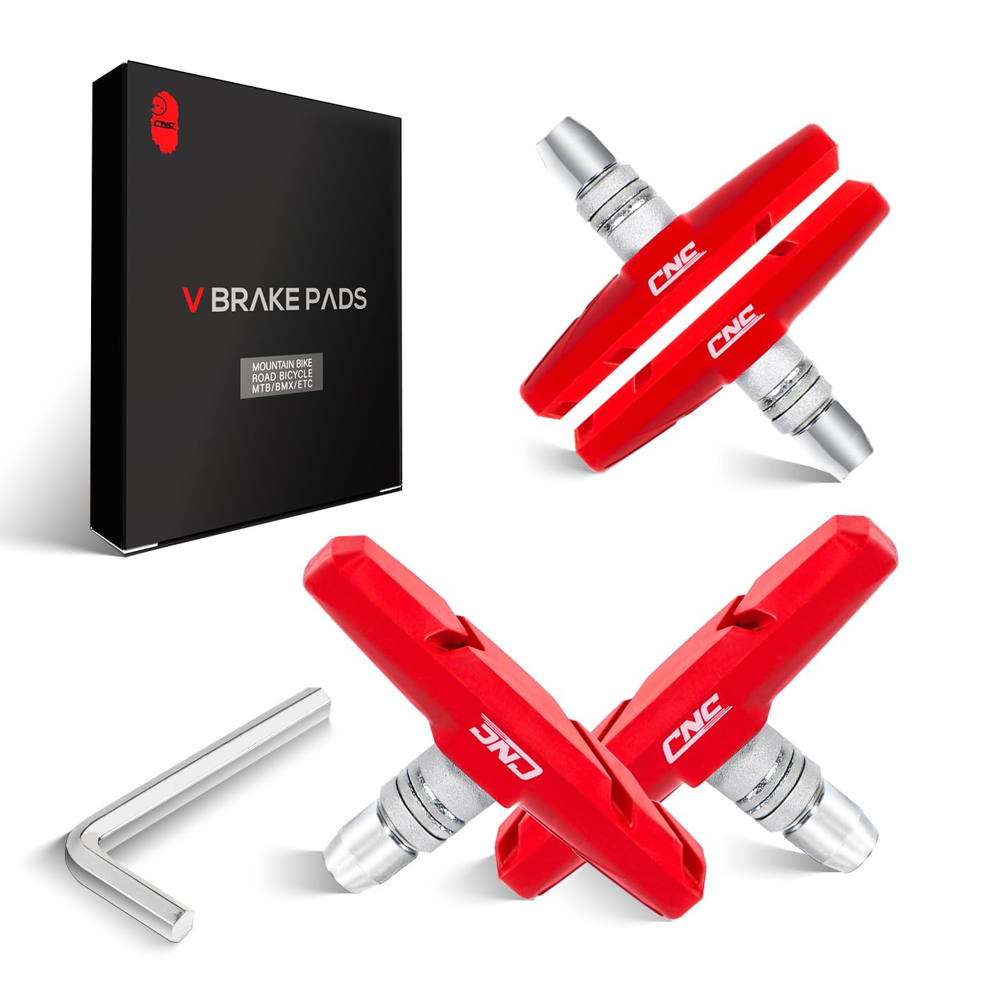 CNCLOL Bike V Brake Pads, Bicycle V Brake Blocks，55/70mm Cantilever Brake Shoes Pads for Mountain/Road/Kids/MTB/Children's/Cycle Bike.Red