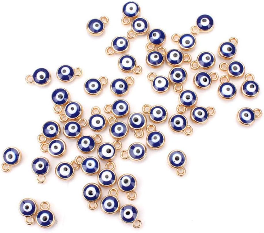 GUANGUA 30 pieces/batch handmadeEvil Eyes Beads Blue Evil Orbs with Connectors Golden Copper Frame Bracelet Necklace Ornaments