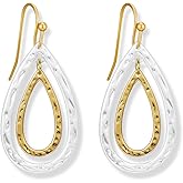 MYCUTEY Two Toned Dangle Earrings for Women Gold and Silver Hoop Dangling Earrings