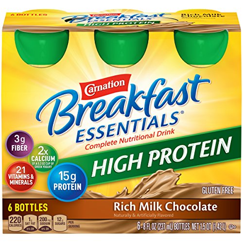 Carnation Breakfast Essentials High Protein Ready To Drink, Rich Milk Chocolate, 8 Fluid Ounce (Pack of 24)