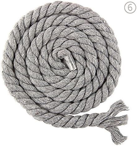 Ribbon Family 20 colors Twisted Cotton Rope Twine Natural Thick Cords For Storage Basket Woven Nursery Decor, Gift Basket or Handmade Decorative Accessories 10 Meters (8mm, Light grey)