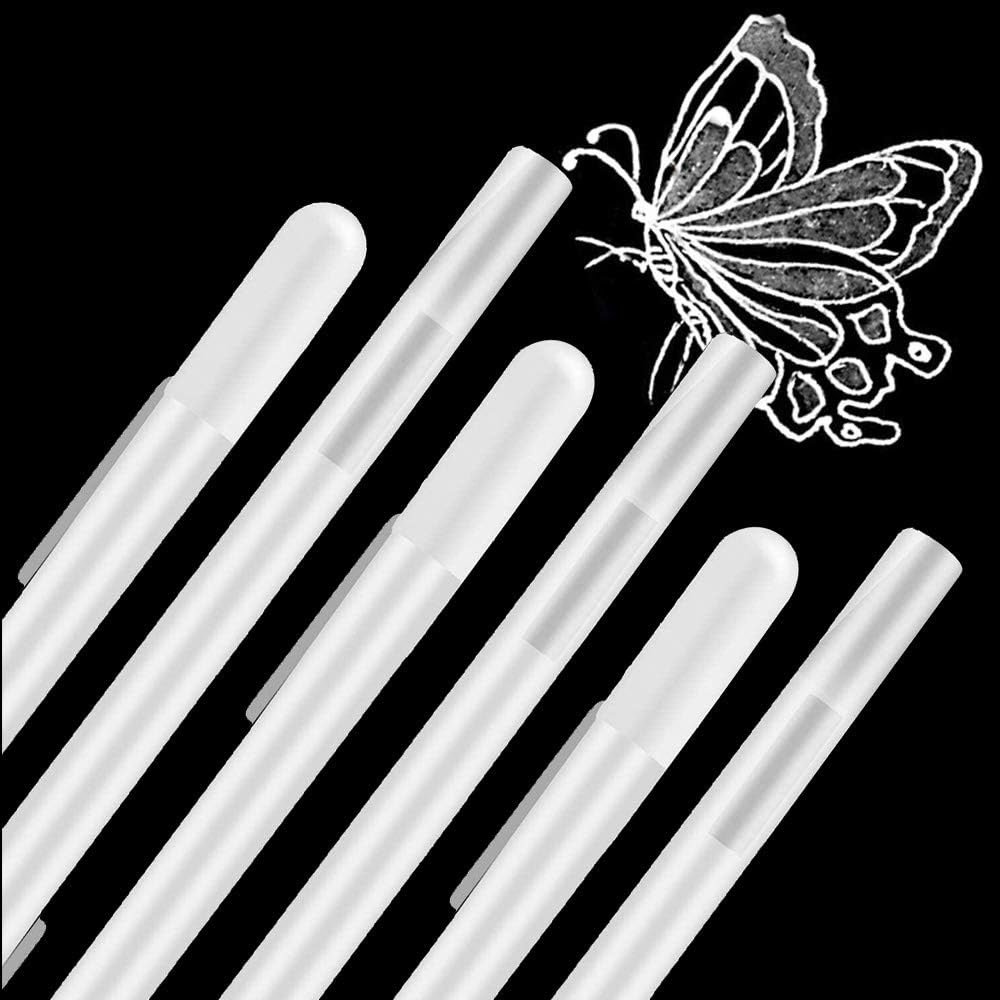 White Gel Pens Set 6 Pieces, 0.8mm Fine Tip Point Sketching Pen Highlight Line Drawing Pens