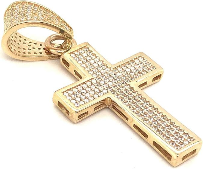 Croce in oro 9 carati con zirconi cubici autentici con marchio 375, 35 mm h x 23 mm w 7 r Peso Croce in oro 9 carati con zirconi cubici autentici con marchio 375, 35 mm h x 23 mm w 7 r Peso