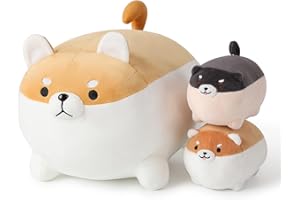 Ditucu Cute Shiba Inu Stuffed Animal Toy Mommy 15.7 inch with 2 Babies 6.2 inch Corgi Akita Dog Plush Pillow Kawaii Plushie Toy Best Gifts for Kids (Shiba Family)