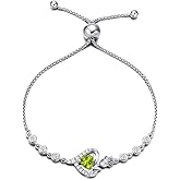 AGVANA Valentines Day Gifts Rosy Reverie Birthstone Bracelet for Women Sterling Silver Genuine or Created Gemstone Tennis Bracelet Rose Heart Jewelry Anniversary Birthday Gifts for Women Mom Wife Her