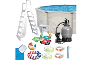 WaterThat 52" Boulder Easy-Build Steel Above Ground Swimming Pool, Complete Kit with Net and Family Pack (21' x 52")