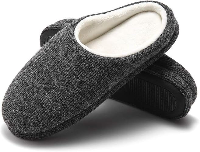 Garatia Men S House Slippers Memory Foam Breathable Knitted Cotton Slip On Clogs Anti Skid Indoor Outdoor Shoes