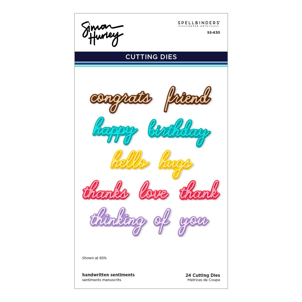 Spellbinders Handwritten Sentiments Etched Dies from The Tulip Garden Collection by Simon Hurley, Metal, ONE