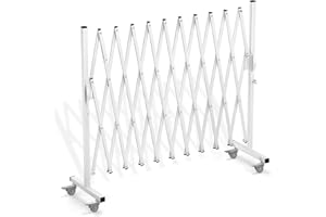 BDMETALS Expandable Barricade Gate,129” Safety Metal Barrier Gate with Casters,Accordion Garden Yard Indoor Outdoor Fence Folding Security Dog Gates Wall Mount,（White-2Pack）