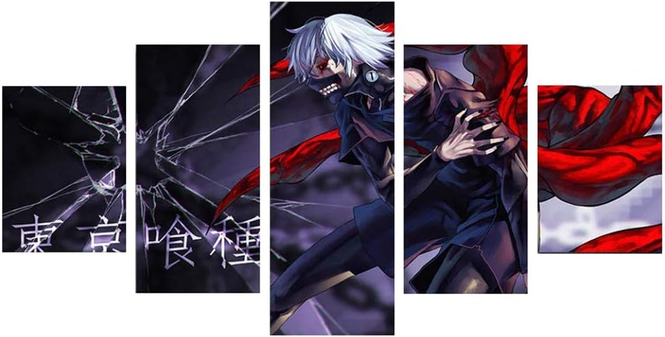 Dacitiery 5 Pcs Naruto/Tokyo Ghoul/JOJO/Demon Slayer Poster Wall Art Home Decor Modern Room Decoration, Anime Fabric Painting(S Tokyo Ghoul 02)