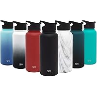 Simple Modern Summit Water Bottle + Extra Lid - Wide Mouth Vacuum Insulated 18/8 Stainless Steel Powder Coated