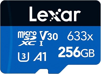 Lexar 256GB MicroSDXC Card UHS-I 100MB/s A1 Class 10 U3 V30 + SD Adapter