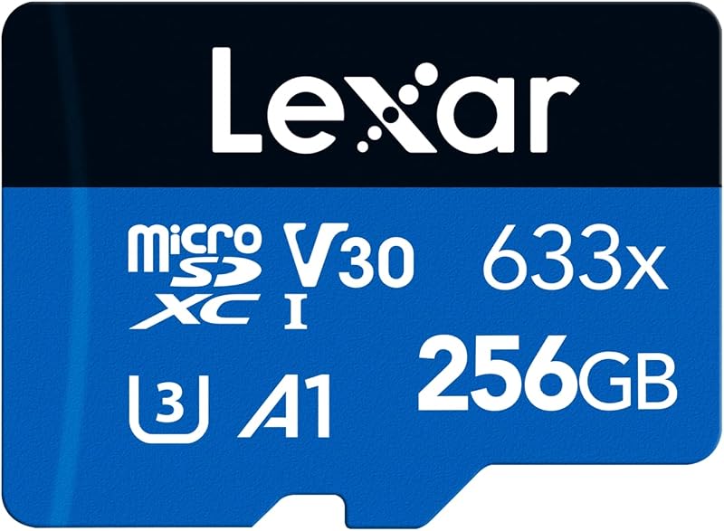 Lexar 256GB MicroSDXC Card UHS-I 100MB/s A1 Class 10 U3 V30 + SD Adapter