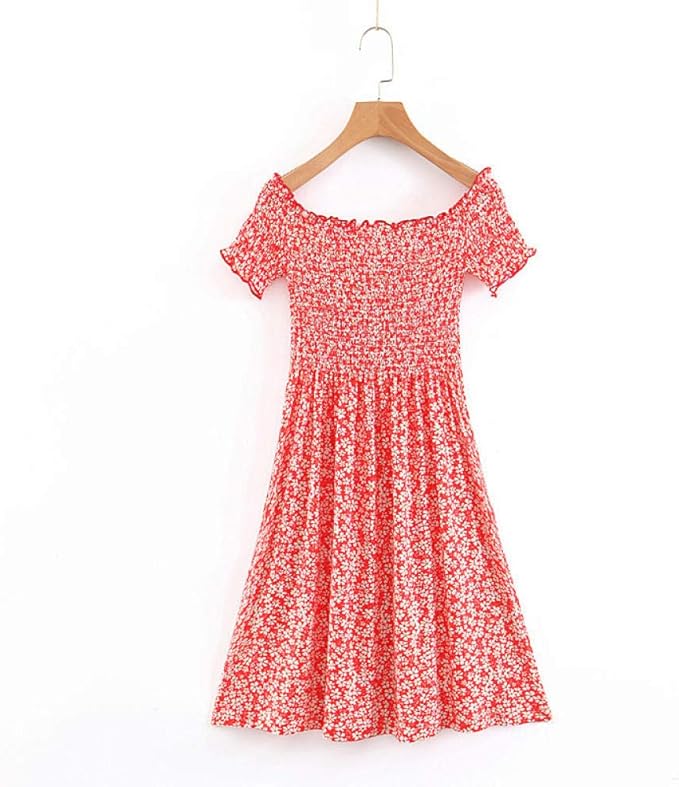 QPXZ Wrap Midi Dress OneShoulder Elastic Floral Dress Amazon.co.uk