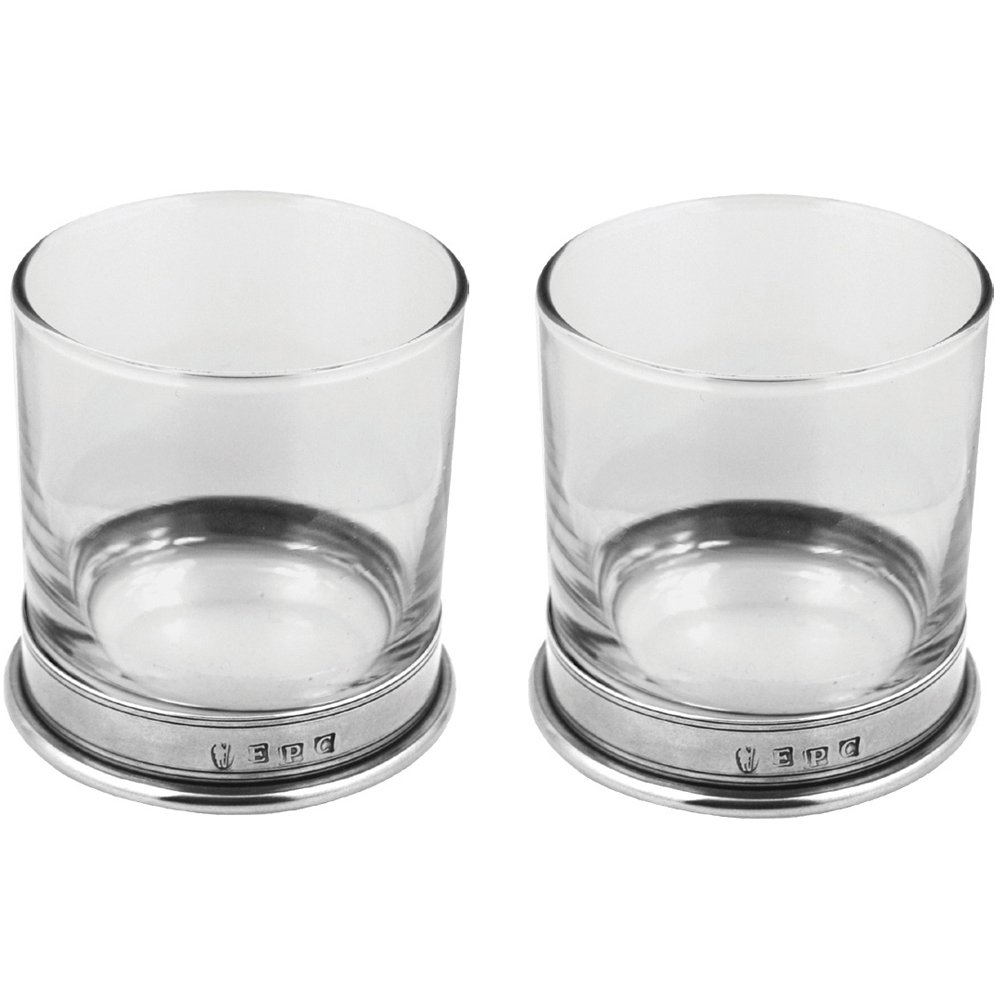 English Pewter Company Whisky Glass Tumbler Set with Pewter Base [VG006]