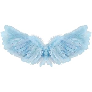 Muspeczenith Women Angel Wings Deluxe Feather Wings with Elastic Straps Halloween Wing Costume Accessory