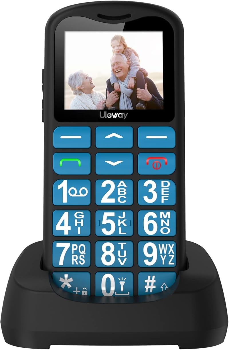 ukuu Big Button Mobile Phone for Elderly – SOS Button, 14mm Keys, 108dB