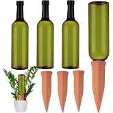 SiliFine 3 Sets Terracotta Watering Spikes,Dark Green and Terracotta | 26 oz Bottles for Slow Release Watering, Self Watering Spikes for Indoor Outdoor Plants, Vacation Auto Plant Waterer Stakes