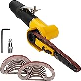 SI FANG Air Belt Sander 3/8 x 13 inch, Industrial Pneumatic Tools Mini Belt Grinder with 13Pcs 10x330mm Sanding Belts (Grit 6
