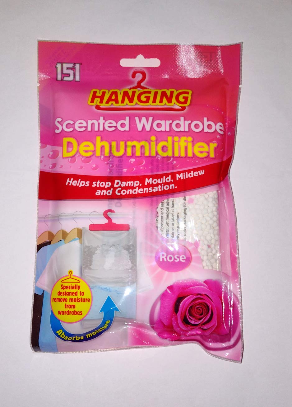 WHITE BERRY Hanging Wardrobe Dehumidifier Interior Bags Mold Trap Any Room Caravan Home 180gm (Rose)