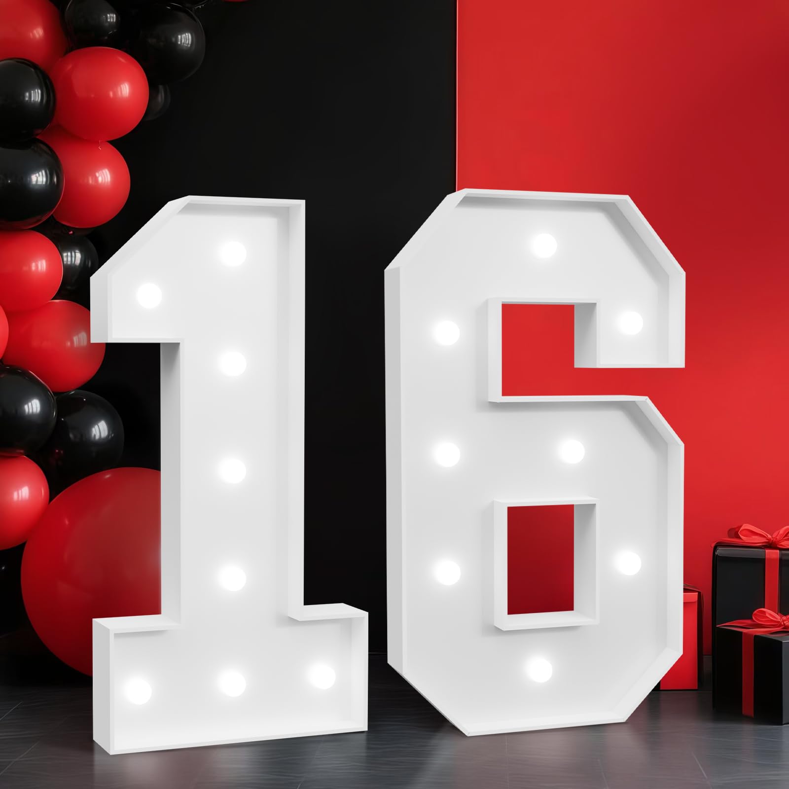Photo 1 of 2ft Numbers for 16th Birthday Party Decor, Anniversary Marquee Number, Large Marquee Numbers for Party Event, Sweet 16, Wedding Anniversary, Numbers 16