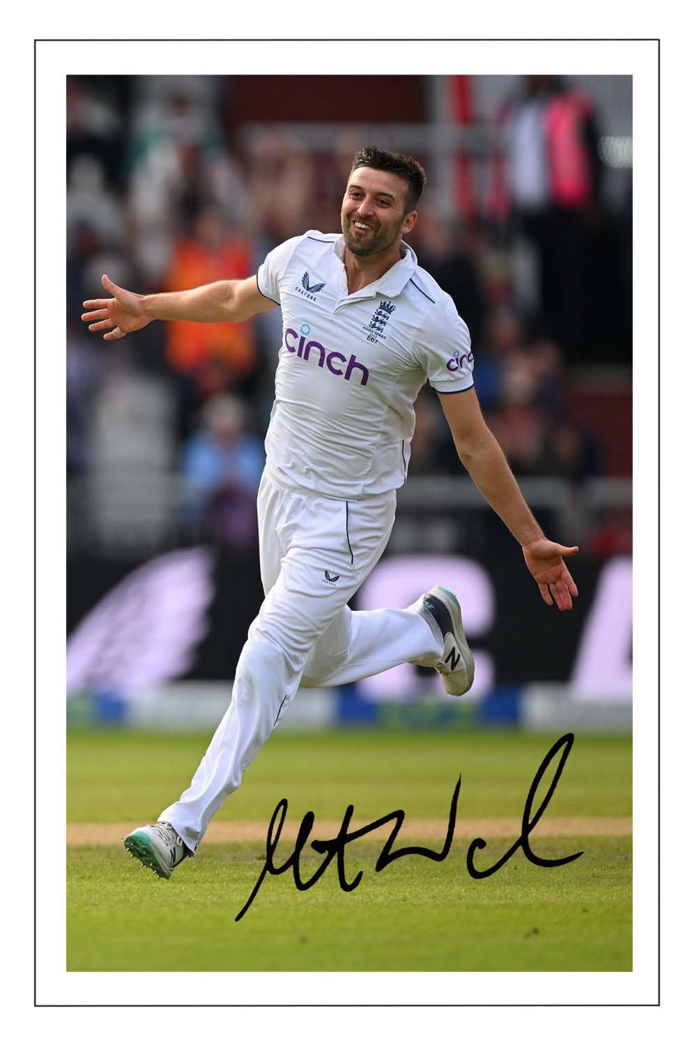 RJR PRINTS Mark Wood - England Ashes Cricket Signed 12x8 Inch Photo Print Pre Printed Signature Autograph Gift